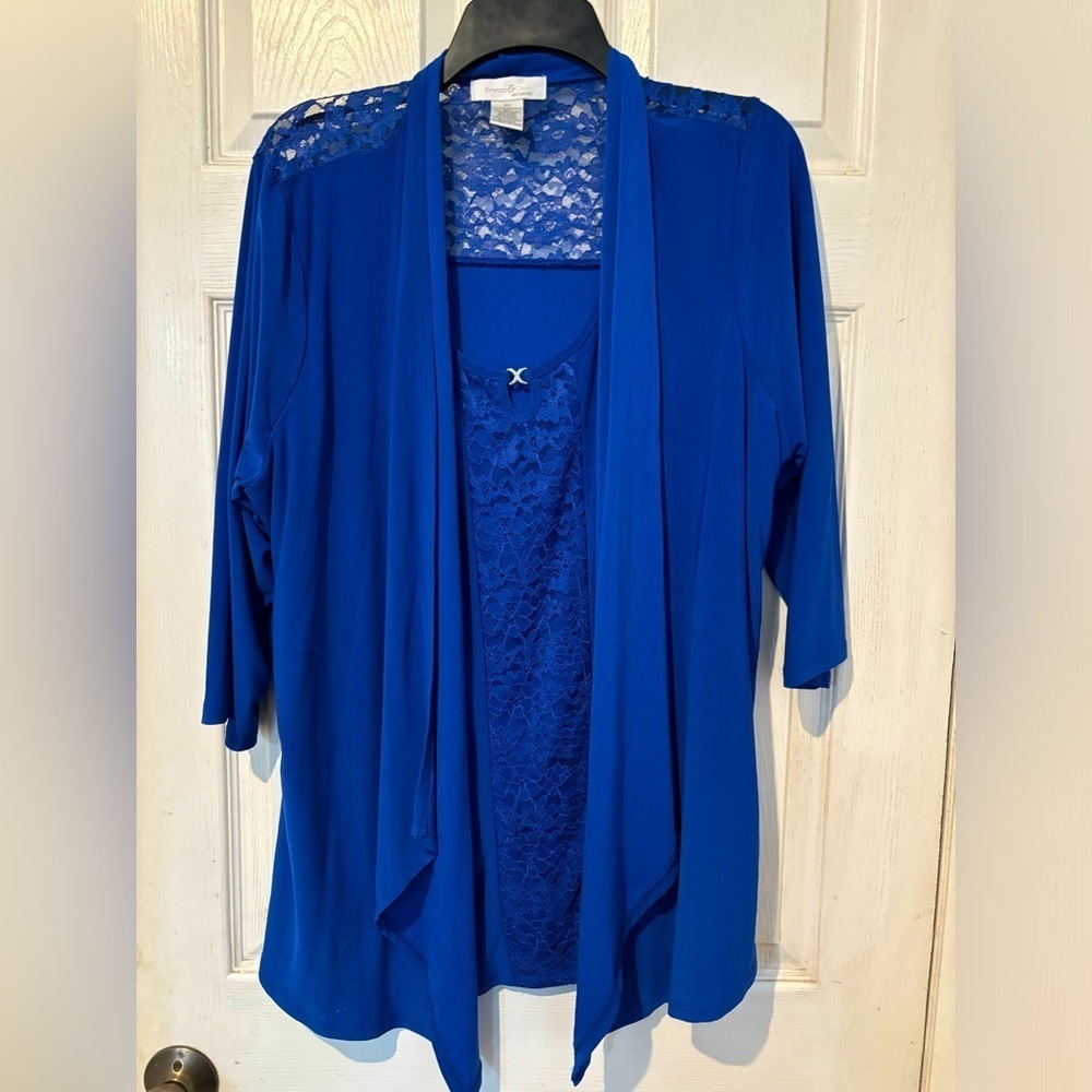 Emma & Olivia Woman Duster With Attached top. Beautiful Lace Details.